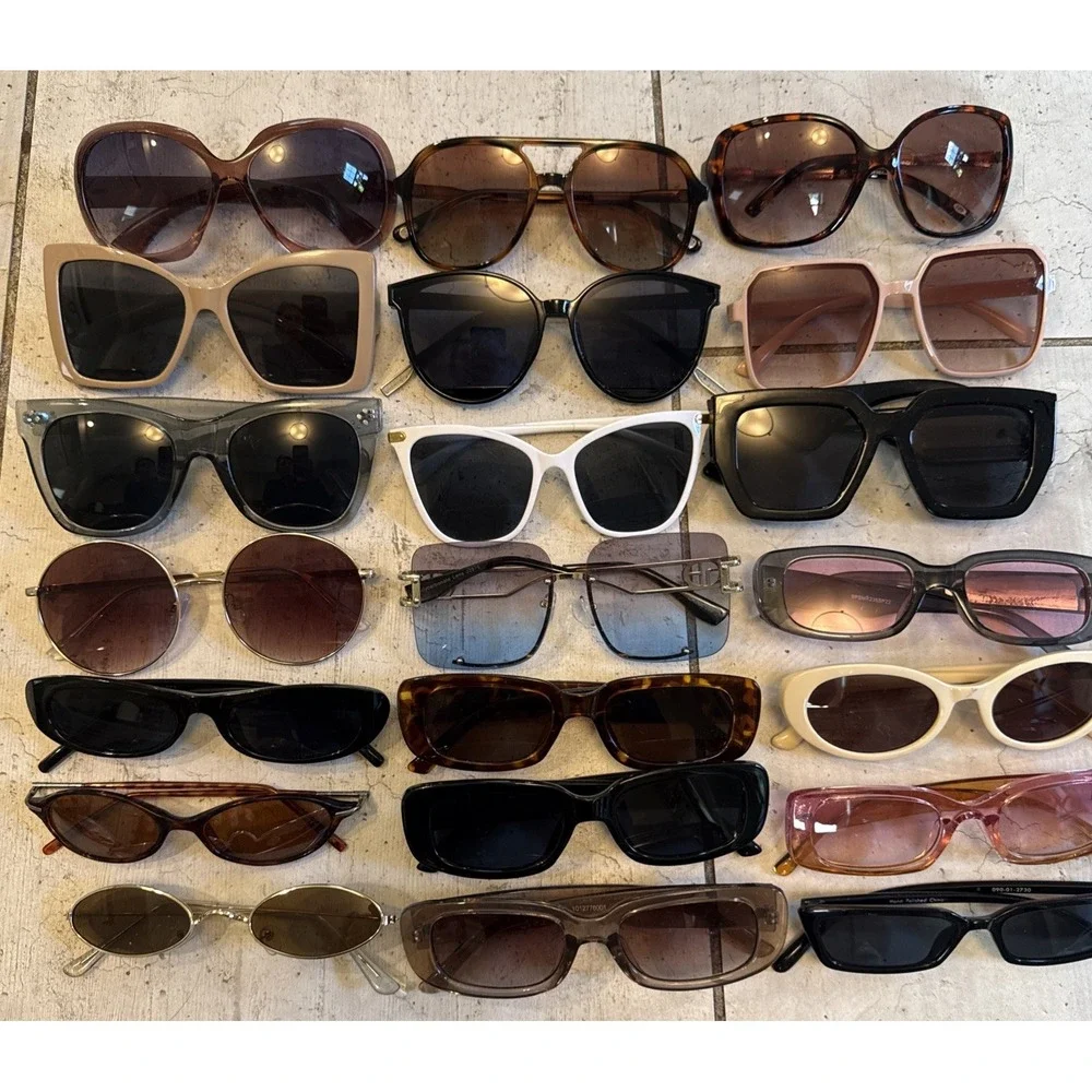 Lot of 21 Pairs Sunglasses Vintage-Oversized & Cat Eye Luxury-Includes all pairs